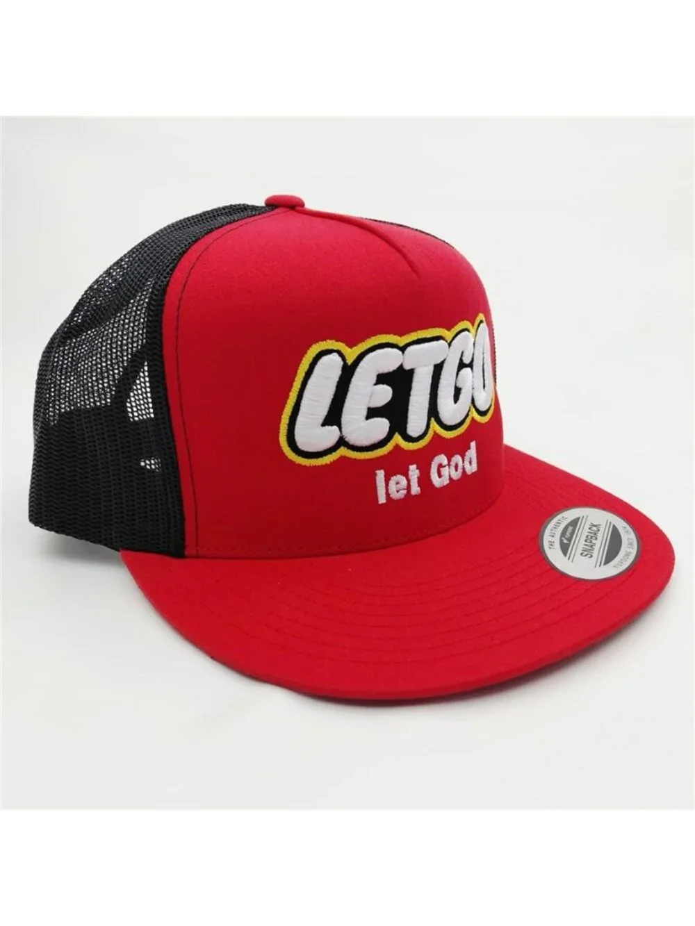 Retro LetGo Let God Faith Foam Trucker Hat Yupoong Flat Bill Snapback New Jesus